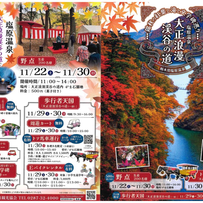 大正浪漫渓谷の道で紅葉と野点を楽しむ